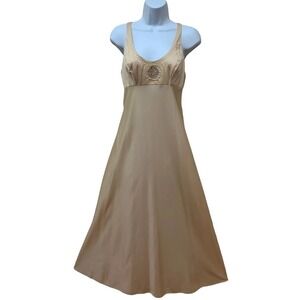 Vtg Najla Alice Maloof Silky Antron Full Length Slip Nightgown M 1970's USA NOS